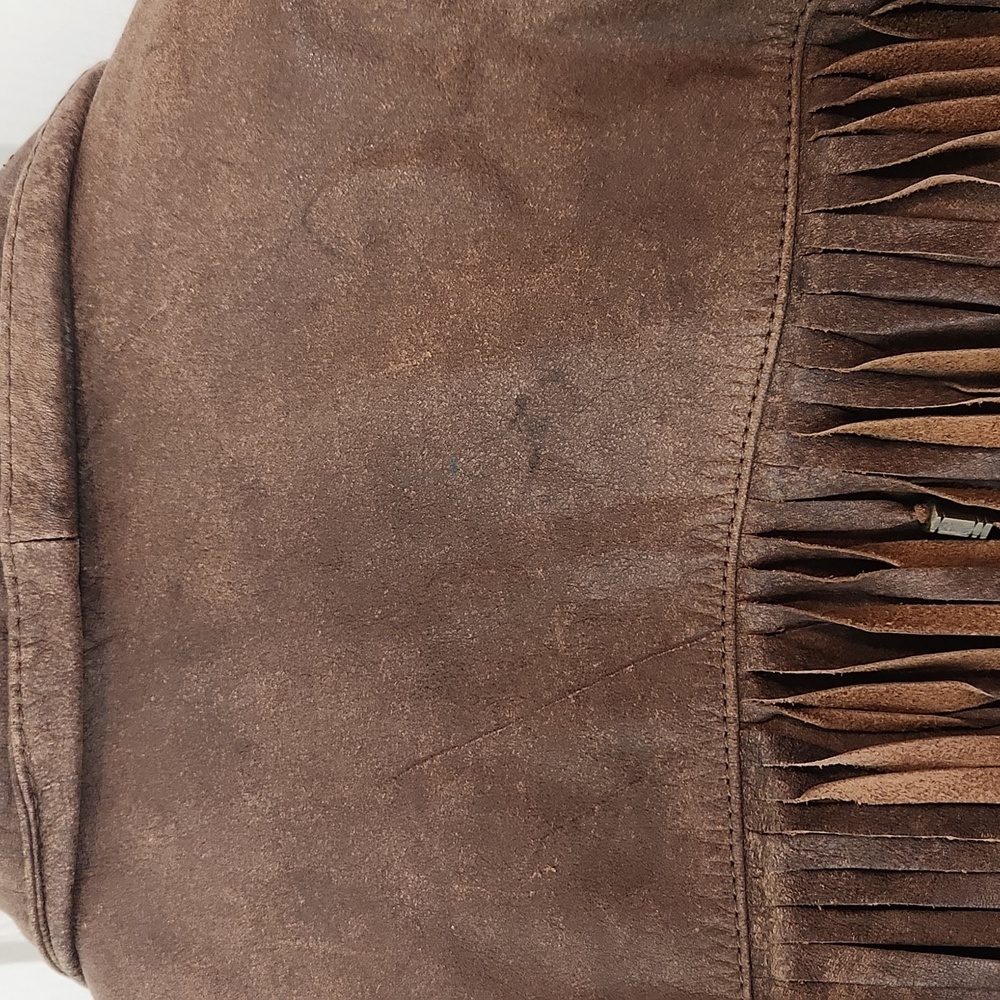 Fidelity leather fringe crop jacket vintage 80's biker moto western - Picture 8 of 16